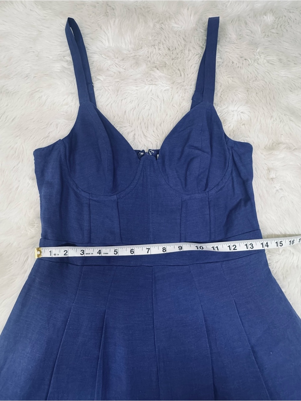 ASTR the Label Caspar Blue Wide Leg Jumpsuit Medium Linen Blend Corset Summer - Picture 15 of 15